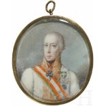 Kaiser Franz I. (1768 - 1835) - feines Miniaturportrait von 1822Farbige Hinterglasmalerei,