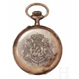 A Bavarian Pocket WatchLarge, silver pocket watch with engraved Royal Bavarian Coat of Arms. A watch