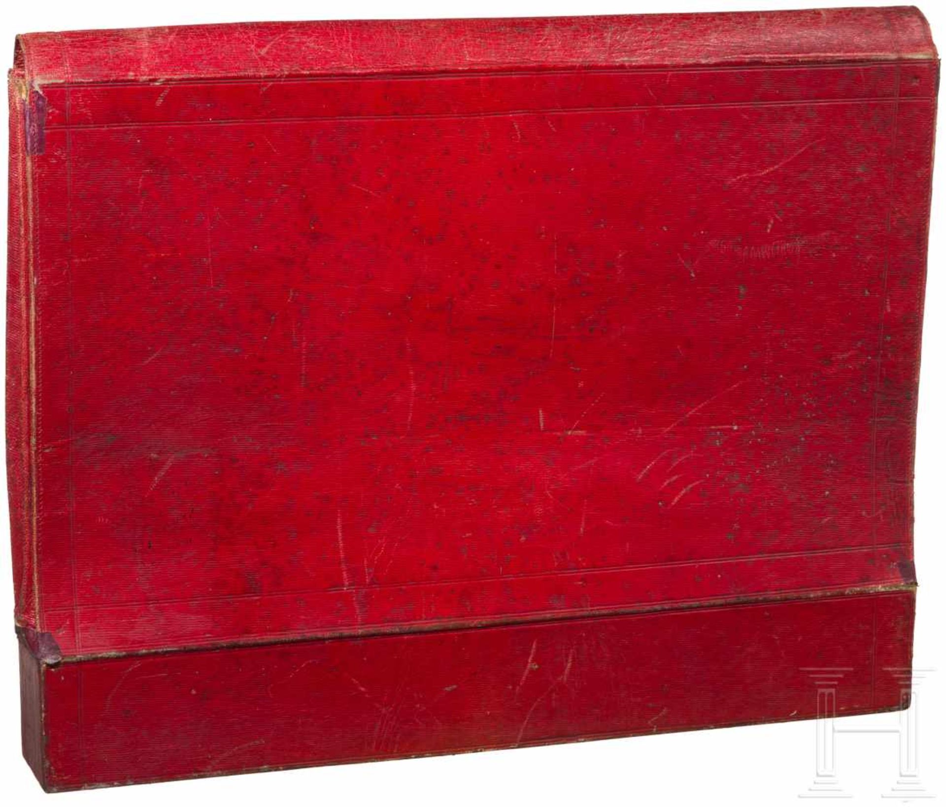 Dokumententasche aus rotem Leder, mglw. Russland, 1. Drittel 19. Jhdt.Weinrotes Maroquinleder, innen - Bild 3 aus 3