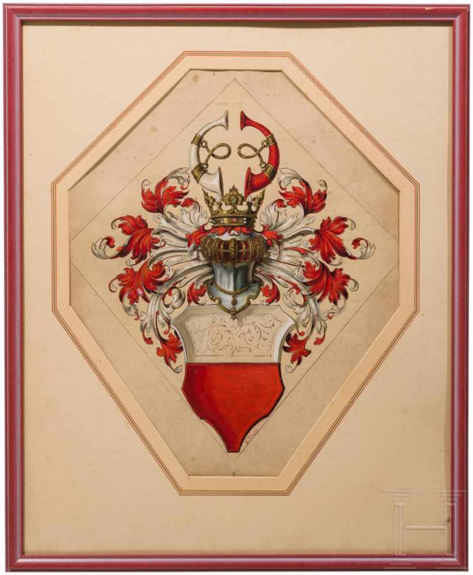 Ernst Krahl (1858 - 1923) - Wappen der Herzöge/Fürsten von HohenbergAquarell mit Weißhöhung auf