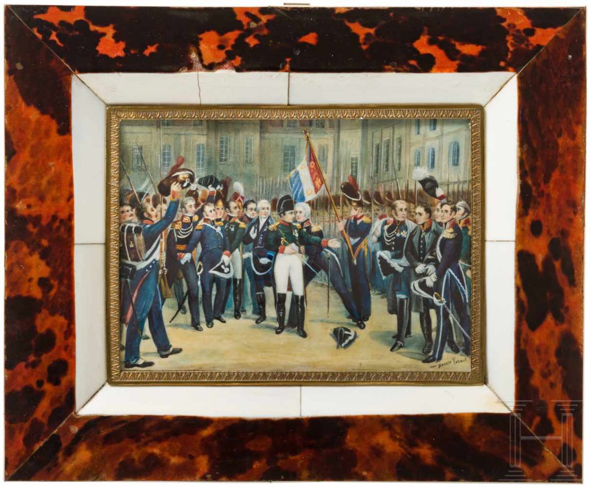 Napoleon I. - Abschied in Fontainebleau, 1. Hälfte 19. Jhdt.Miniatur auf Elfenbein, unten rechts