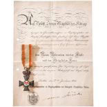 Roter Adler-Orden 4. Klasse mit der königlichen Krone, UrkundeSilber und Emaille, mehrteilig