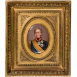 Miniatur-Portrait des Zaren Alexander I., Russland, 1. Hälfte 19. Jhdt.Handmalerei auf Porzellan.