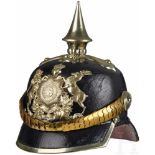 A Model 67 Württemberg Other Ranks 26th Dragoon HelmetBlack leather body with front and rear visors;