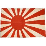 A Japanese Naval FlagWhite cotton body with red printed "rising sun", war flag of the Imperial