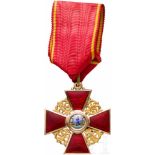 St. Anna-Orden, Kreuz 3. Klasse, Russland, um 1900In Gold und Emaille. Auf den rs. Kreuzarmen
