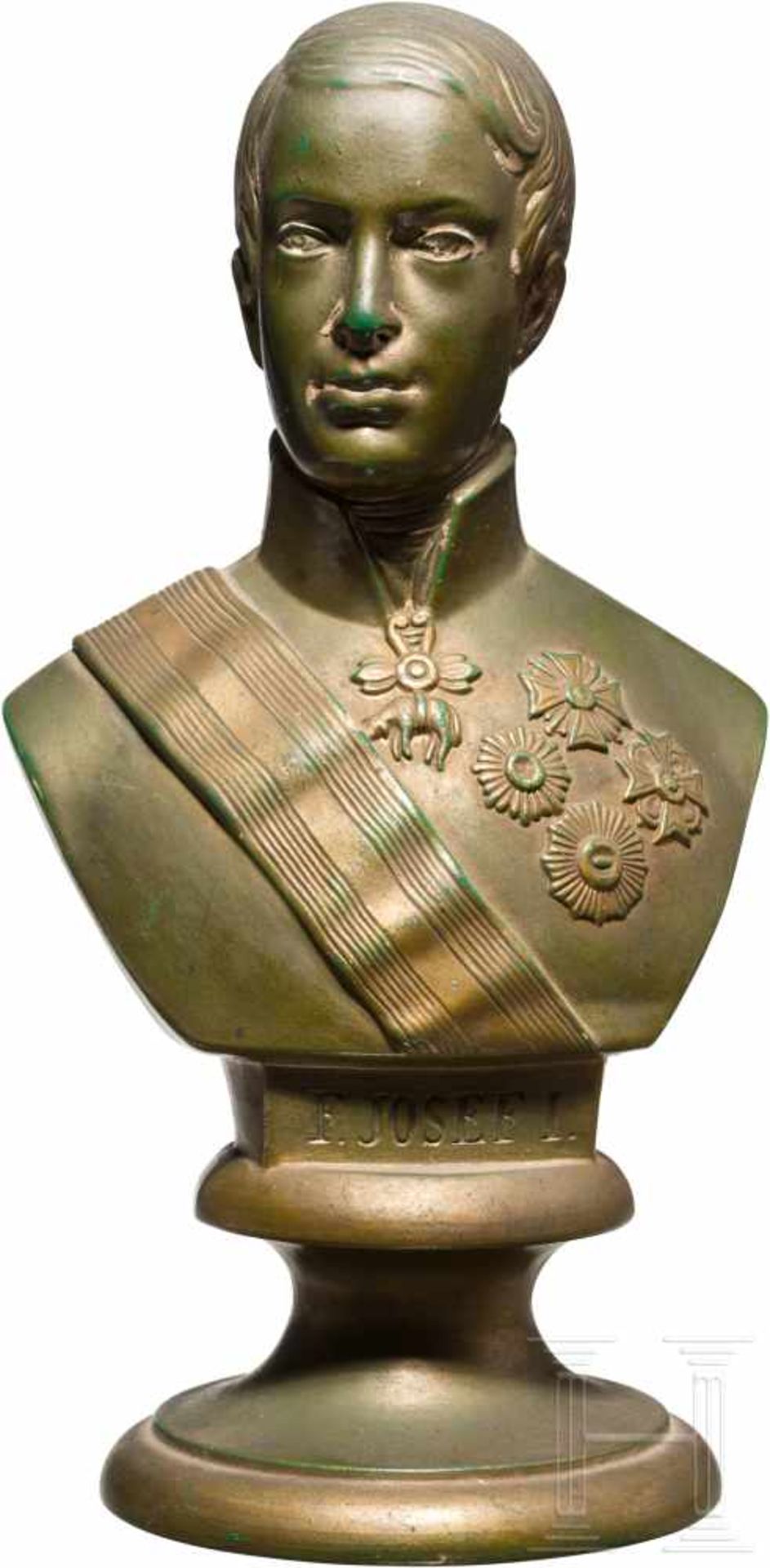 Kaiser Franz Joseph I. von Österreich - Büste aus GlasDie Büste aus Glas (!) gefertigt, bronzefarben