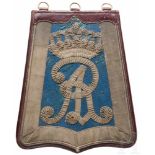 Säbeltasche für Offiziere im Husaren-Regiment Nr. 19, um 1900Rotbraunes Leder, kornblumenblauer