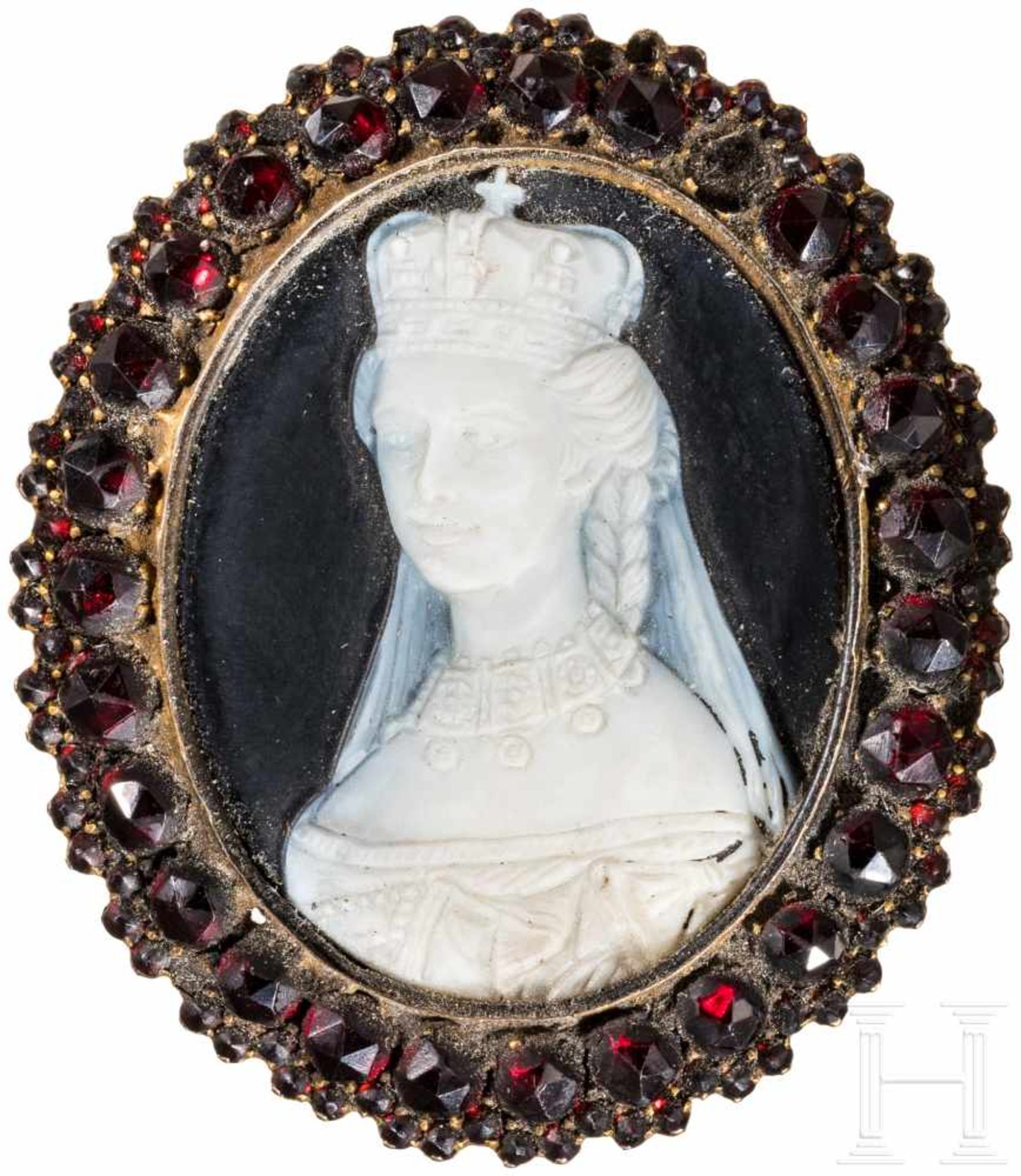 Kaiserin Elisabeth von Österreich - Trauerbrosche mit KameenportraitHochovales Portrait der