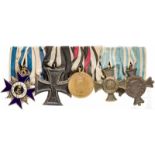 Ordensschnalle mit fünf Auszeichnungen aus den Kriegen 1866-70Bayern: Militärverdienstorden 4.