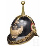 Helm für Mannschaften der "Guardia Civica Catania", um 1848Schwarz lackierter Filzkorpus mit ehemals