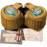 Ein Paar Epauletten für höhere Forstbeamte, 1886 - 1912Silbergestickte Krone (Prinzregentenzeit) auf