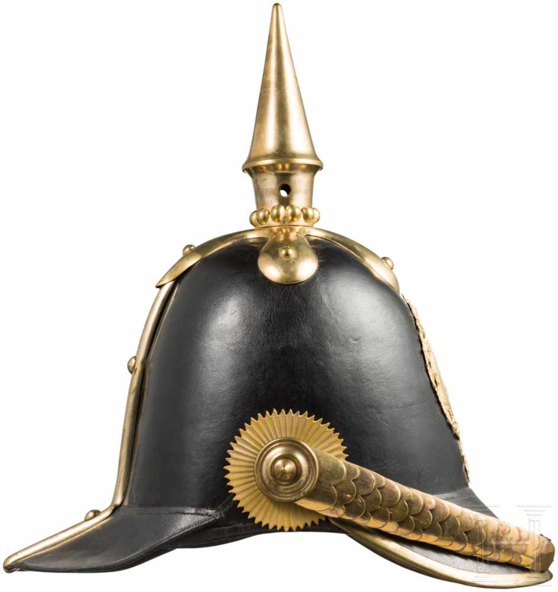 Helm M 1845 für Mannschaften/Unteroffiziere der LinieninfanterieHoher, schwarz lackierter - Bild 2 aus 4