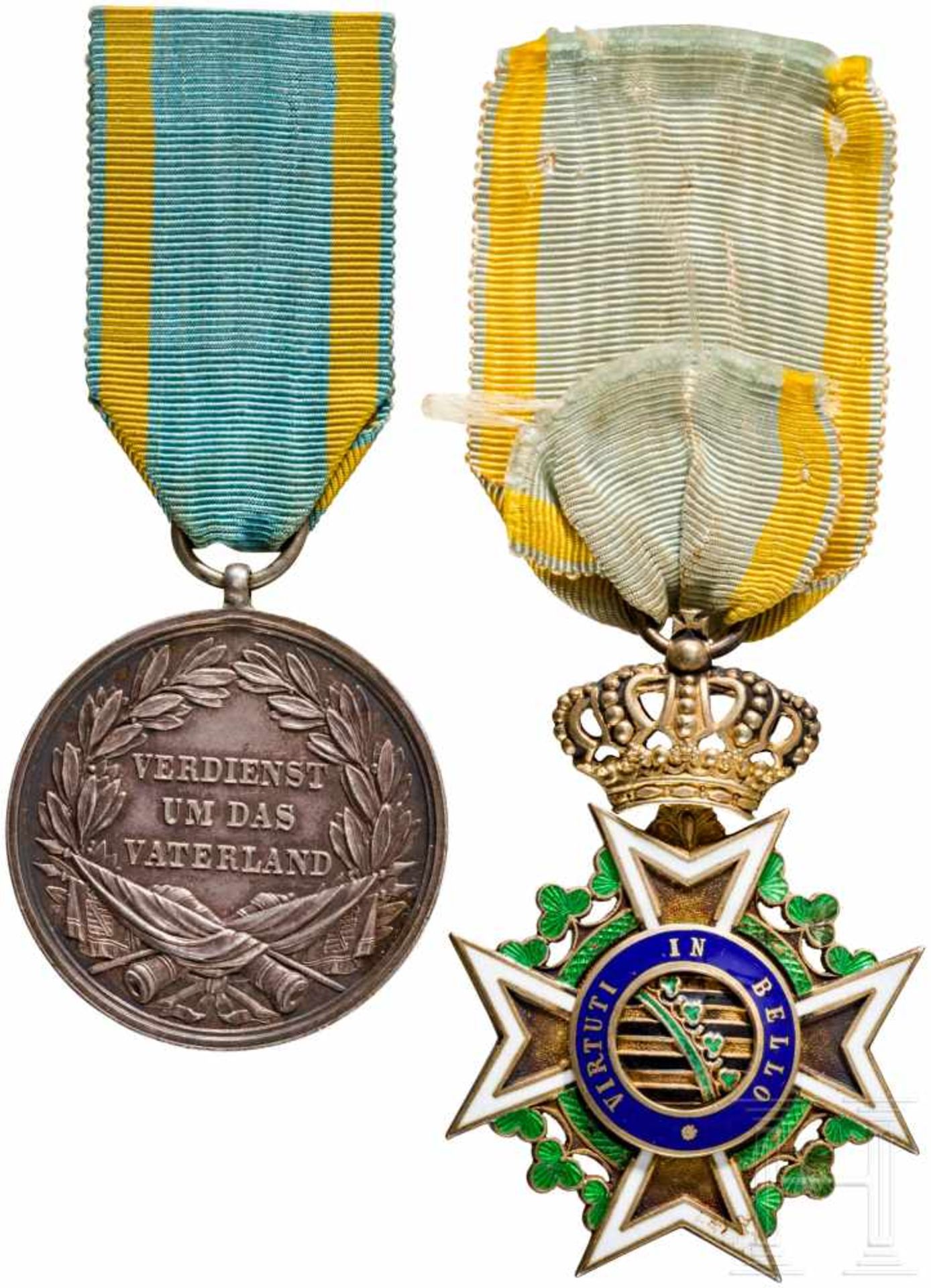 Königlicher Militär St. Heinrichs-Orden – RitterkreuzSilber vergoldet und emailliert, Maße ca. 54 - Bild 2 aus 2