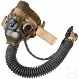 An RAF Oxygen MaskOlive green rubber mask, type H, marked "MLD22", black on/off switch with plug,