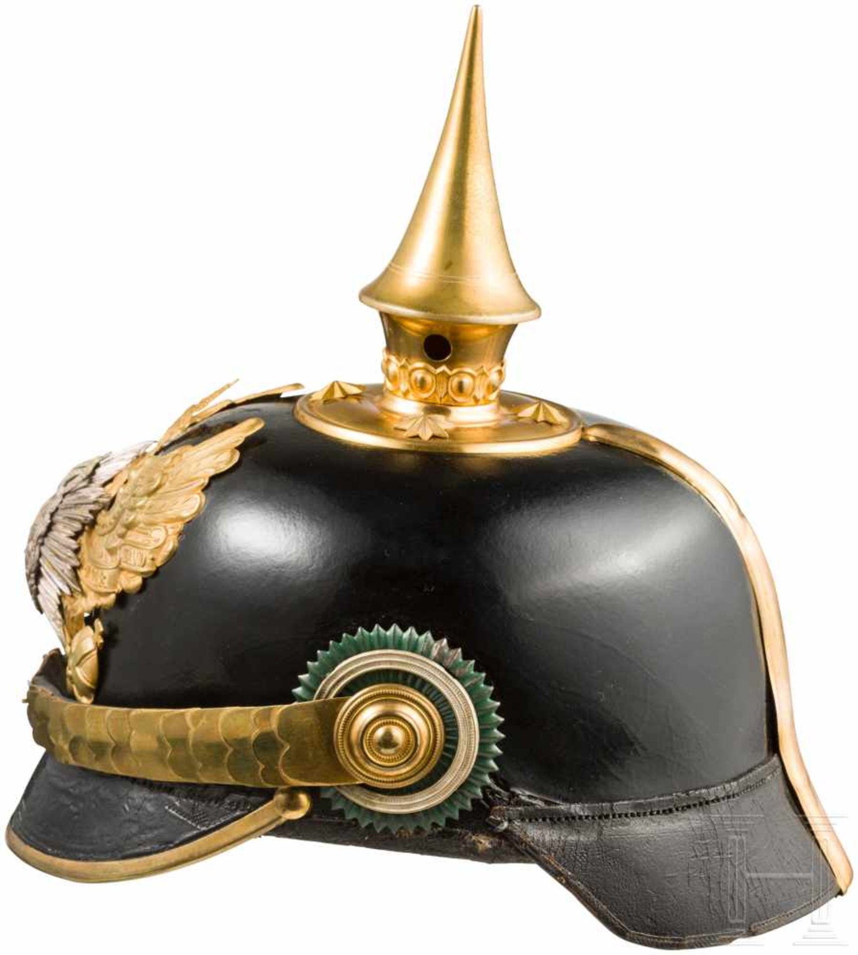 Helm für Offiziere im 8. Thüringischen Infanterie-Regiment Nr. 153, um 1910Glocke aus schwarzem - Bild 4 aus 6