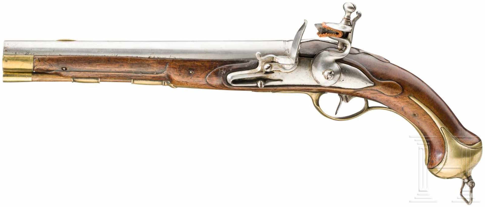 Kavalleriepistole M 1763/67 mit linkem SchlossRunder und glatter Lauf im Kaliber 19 mm mit