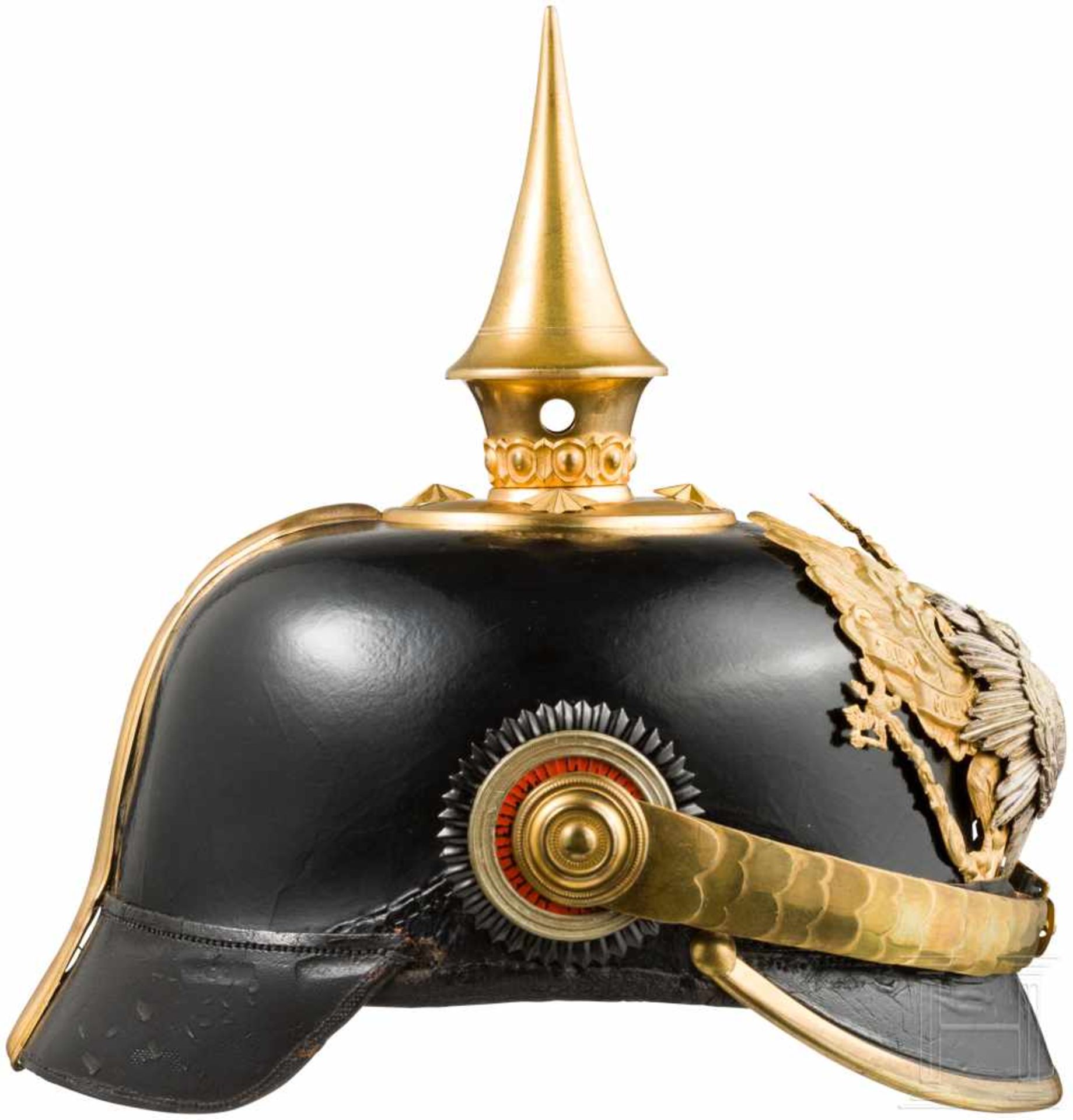 Helm für Offiziere im 8. Thüringischen Infanterie-Regiment Nr. 153, um 1910Glocke aus schwarzem - Bild 3 aus 6