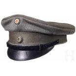 A Model 1917 Prussian Universal Officer Schirmmütze (Visor Cap)Field grey wool body with dark grey