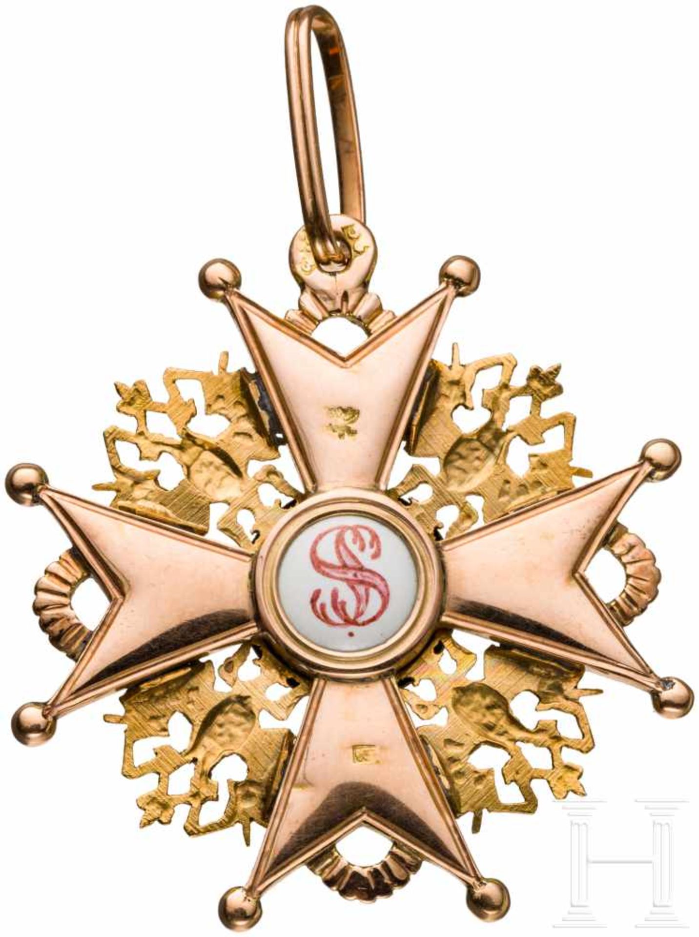 St. Stanislaus-Orden, Kreuz 3. Klasse, datiert 1863In Gold und Emaille. Auf den rs. Kreuzarmen - Bild 2 aus 2