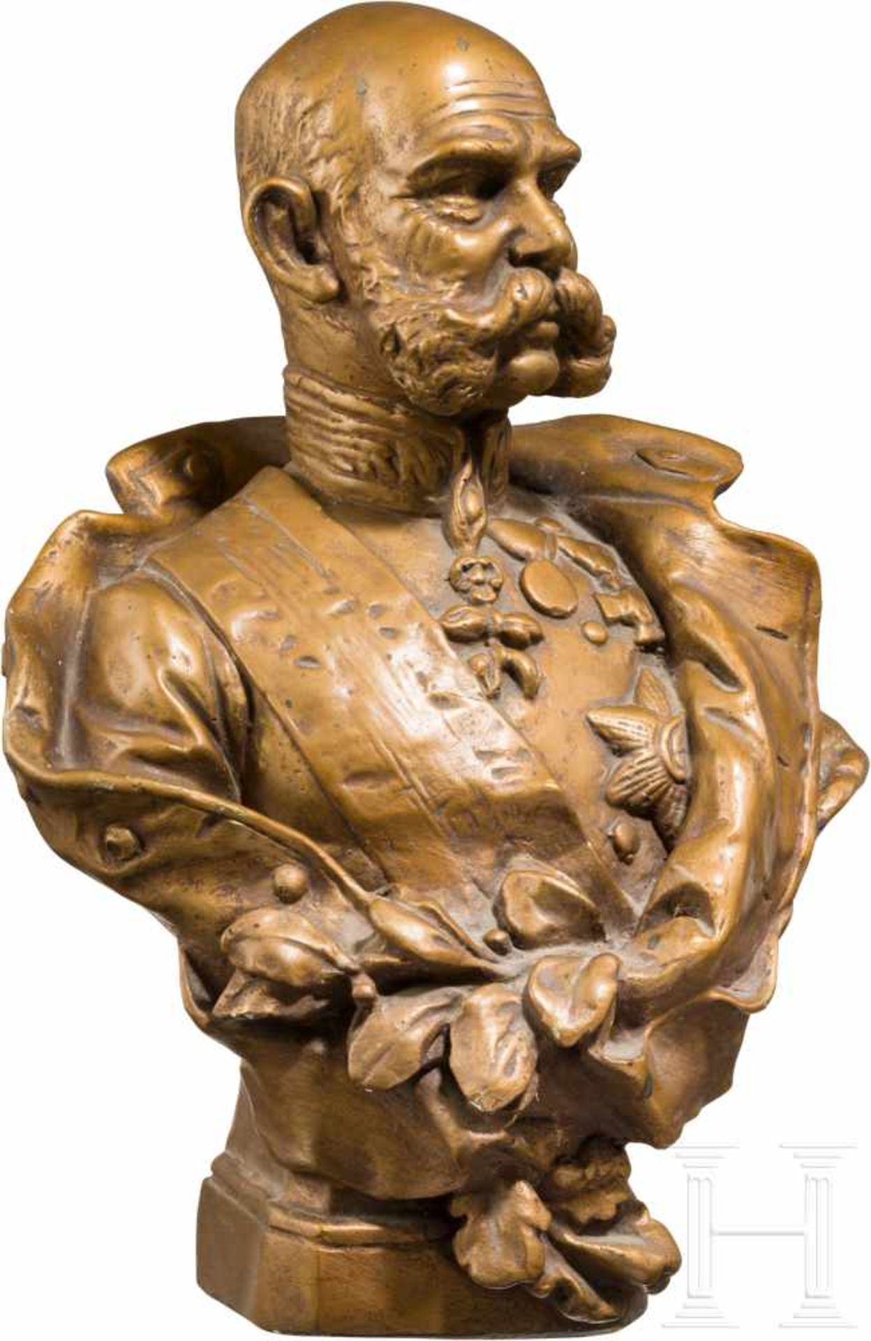 Kaiser Franz Joseph I. von Österreich - goldbronzierte GipsbüsteGips mit Goldbronzierung. Der Kaiser - Bild 2 aus 3