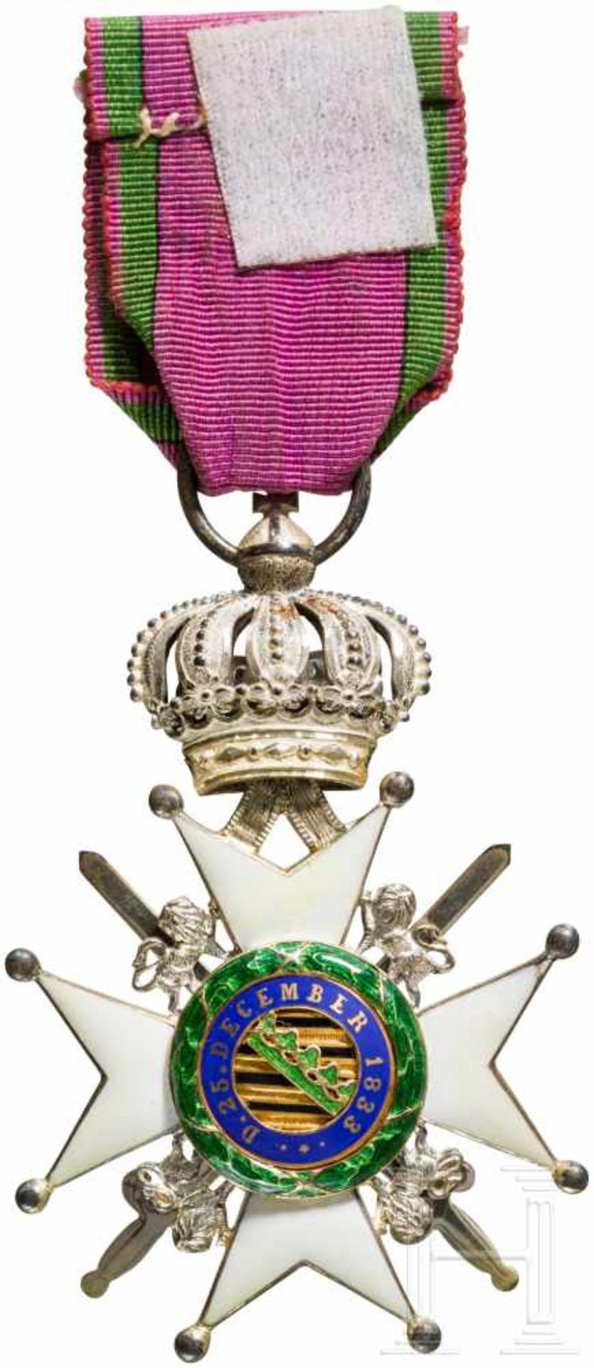 Herzoglich Sachsen-Ernestinischer Hausorden - Ritterkreuz 2. Klasse mit SchwerternSilber und - Bild 2 aus 2
