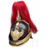 Helm für Angehörige der "Guardia Civica Palermo", um 1848Schwarz lackierter, lederartiger Korpus (