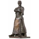 Große Bronzefigur eines Schmieds, um 1910Bronze, dunkel patiniert, rs. am Stock des Ambosses die