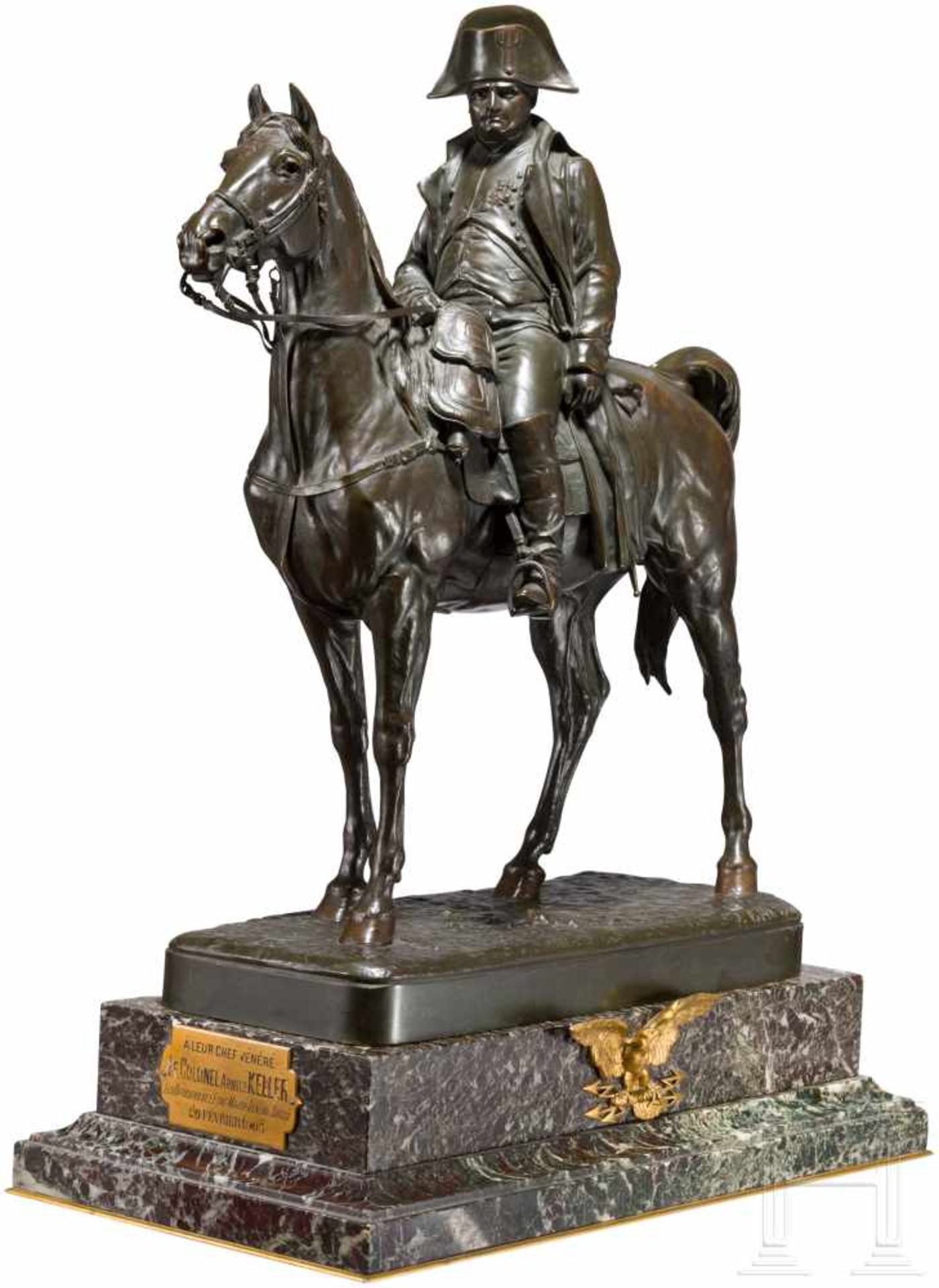 Napoleon I. Bonaparte (1769 - 1821) - große Reiterfigur als Offiziersgeschenk für Arnold Keller,