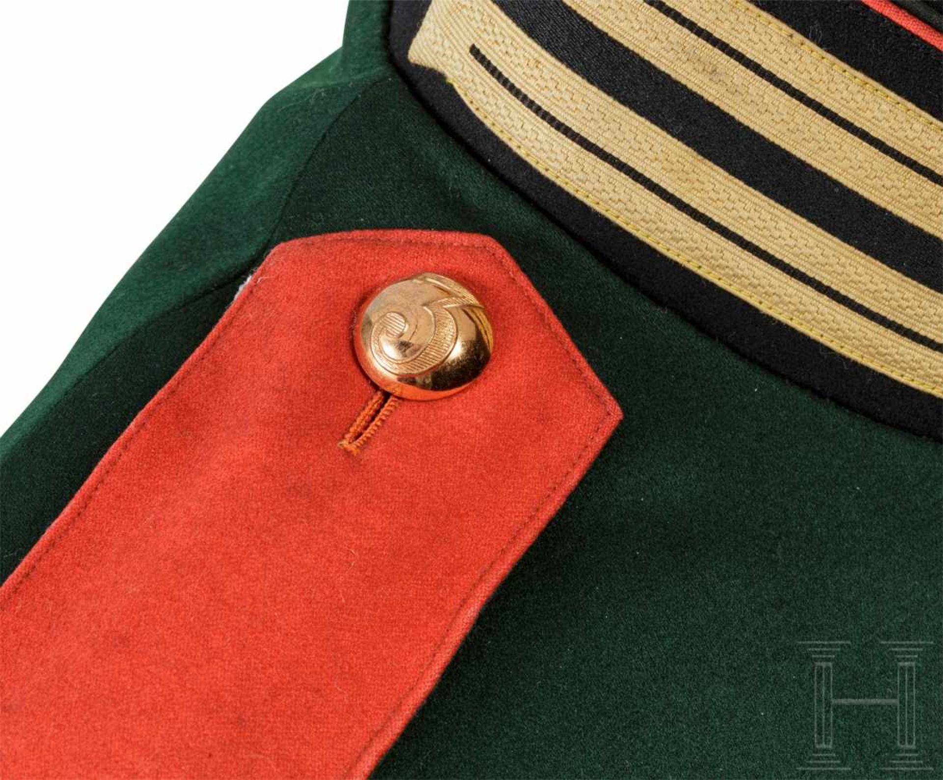 Waffenrock für Mannschaften im Garde-Schützen-BataillonJägergrünes Tuch mit roten Vorstößen, - Bild 4 aus 4
