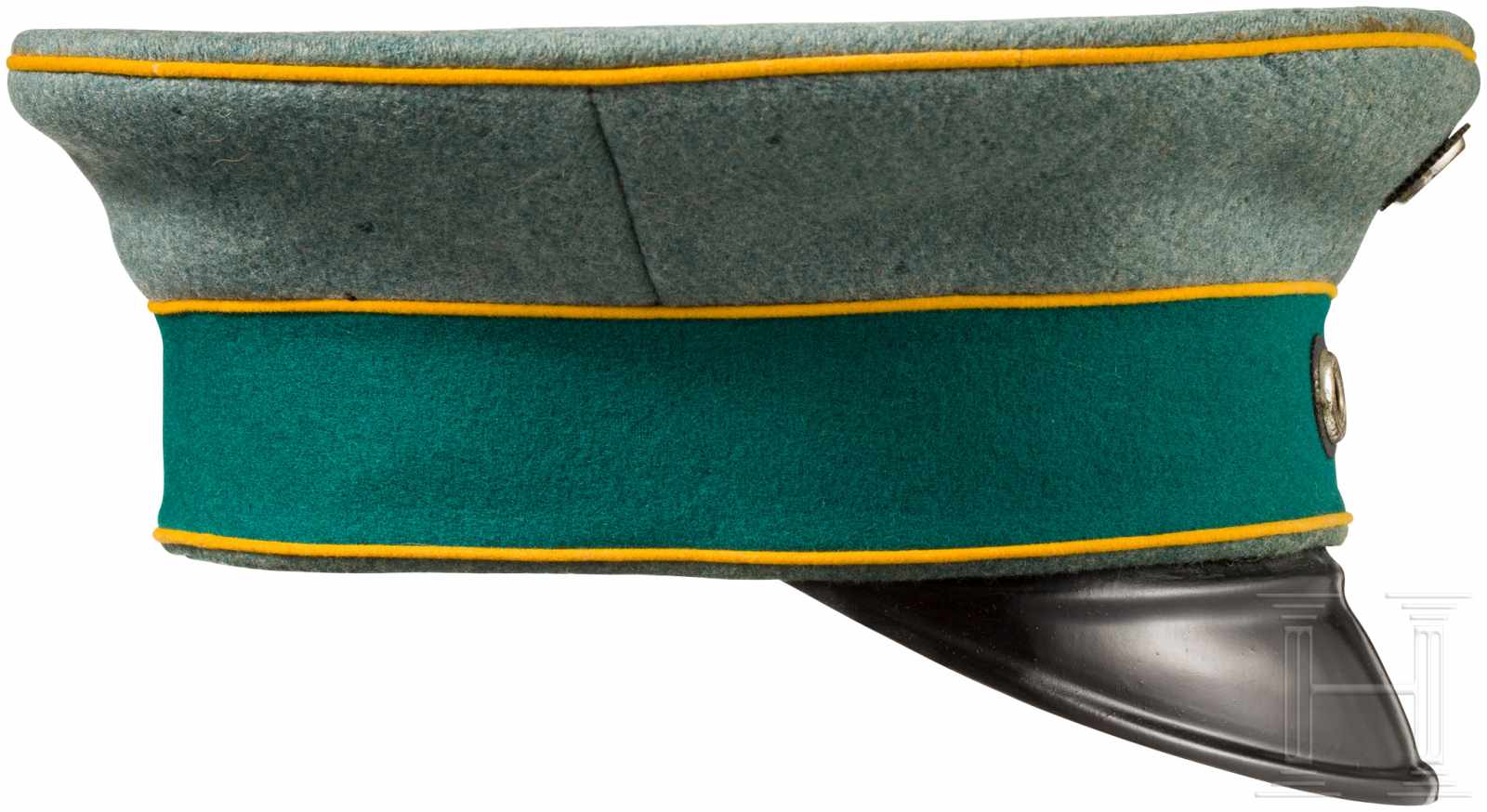 Schirmmütze für Offiziere der preußischen Jäger-Regimenter zu PferdeGrünliches Wolltuch mit grünem - Image 2 of 3