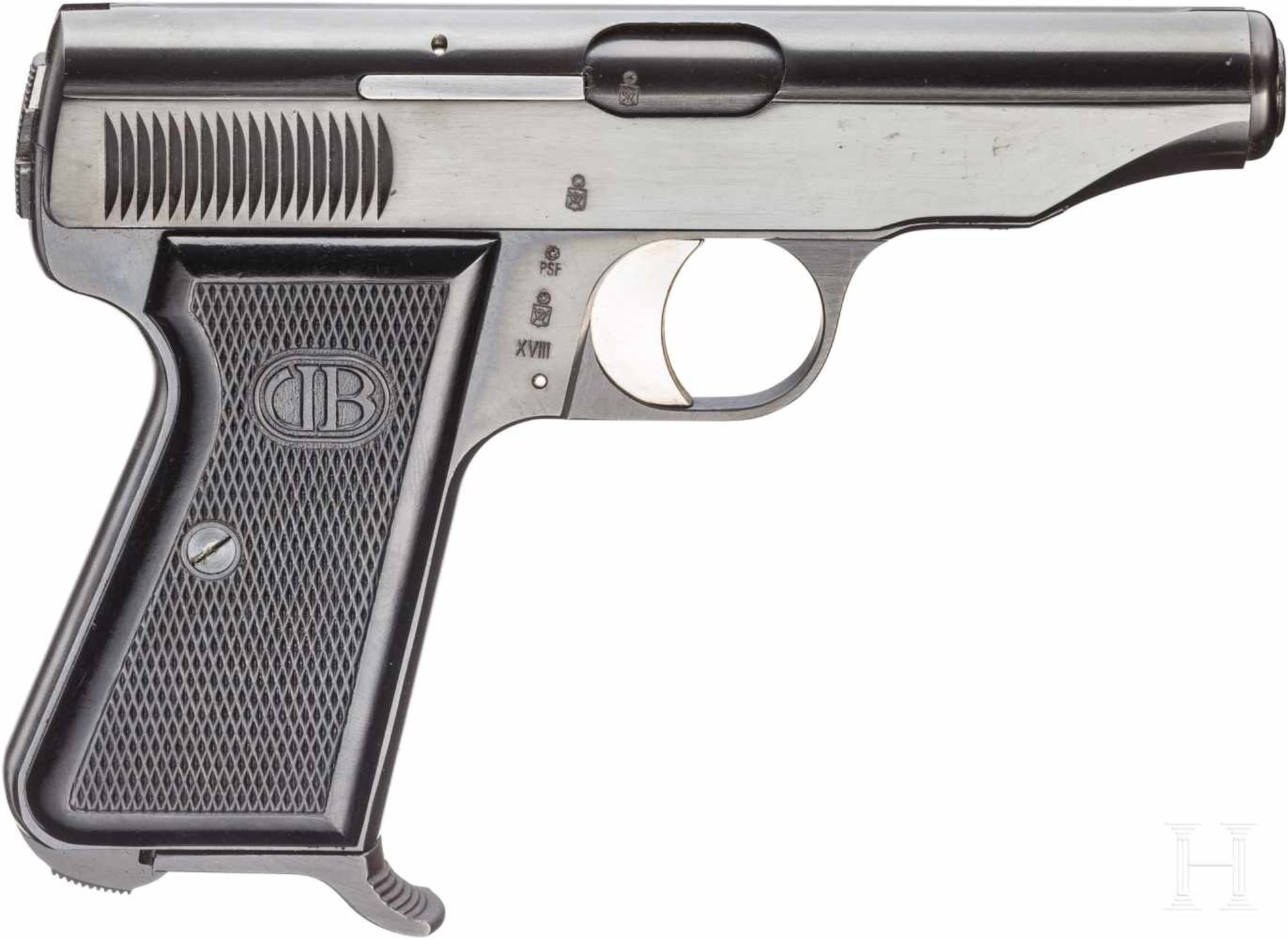 Bernadelli Taschenpistole Ausführung 1947, im KartonKal. 7,65 mm Brown., Nr. 30034, Blanker Lauf, - Bild 2 aus 2