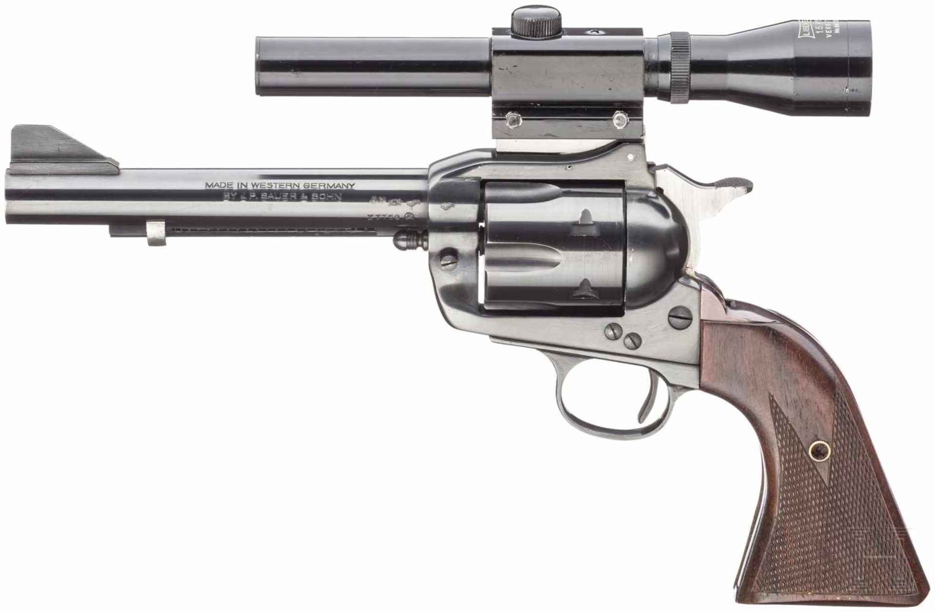 Sauer & Sohn Western Six-Shooter, mit ZF LisenfeldKal. .44 Magnum, Nr. Z7759, Blanker Lauf, Länge