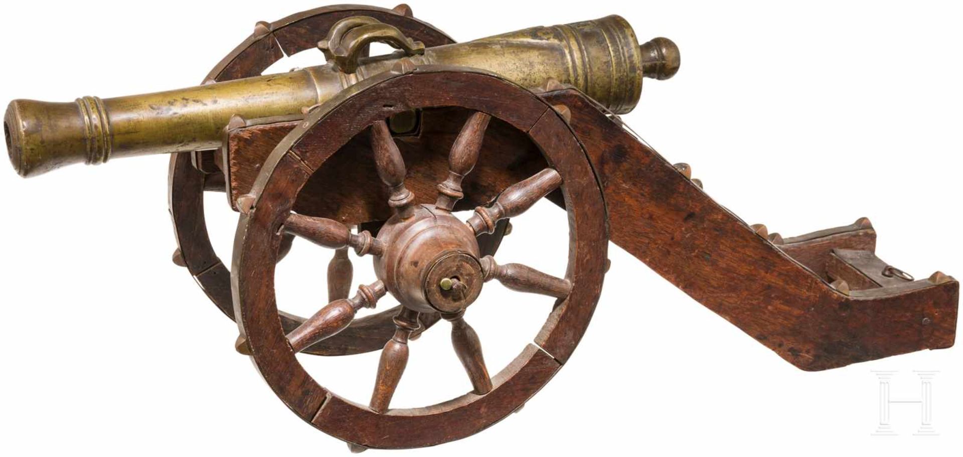Modellkanone, deutsch, Historismus, um 1900Konisches Geschützrohr aus Bronze mit kanonierter