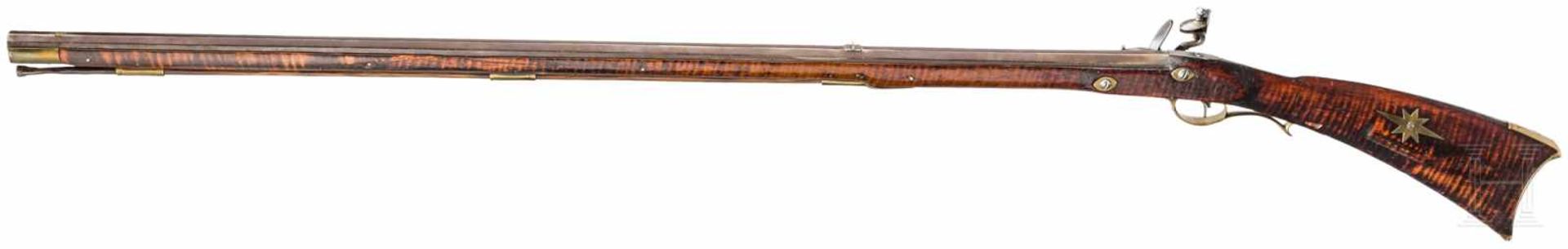 Kentucky-/Pennsylvania-Rifle, USA, um 1840Glatter Oktagonallauf im Kaliber 12,5 mm, Seele rau und - Bild 2 aus 2