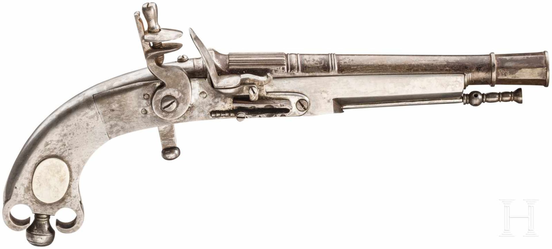 Ganzmetall-Steinschlosspistole, Replika im schottischen Stil des 18. Jhdts.Glatter, über der