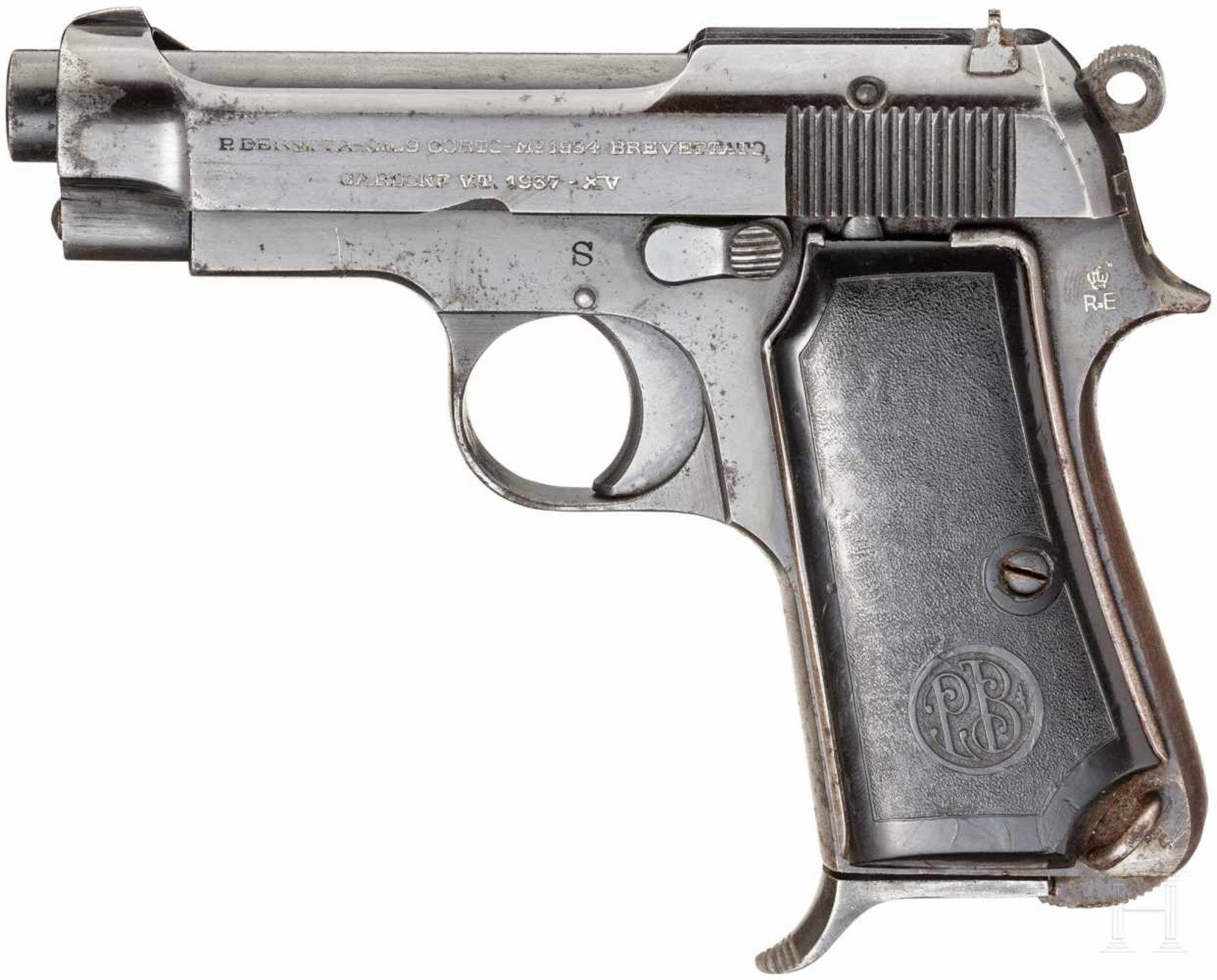Beretta Mod. 34, mit TascheKal. 9 mm Brown. kurz, Nr. 610280, Nummerngleich. Lauf leicht matt.