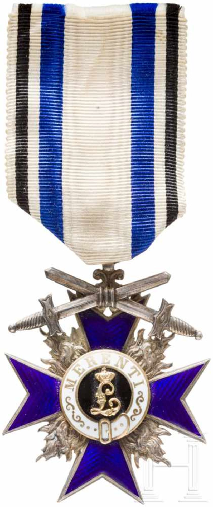 Military Merit Order 4th class with swords and award document, BavariaSilber, teils farbig - Bild 2 aus 3