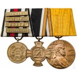 Two medal bars of veterans 1870/71Eine dreiteilige Schnalle (Blech von "PAUL GÜNTHER ESSEN RHPR.")