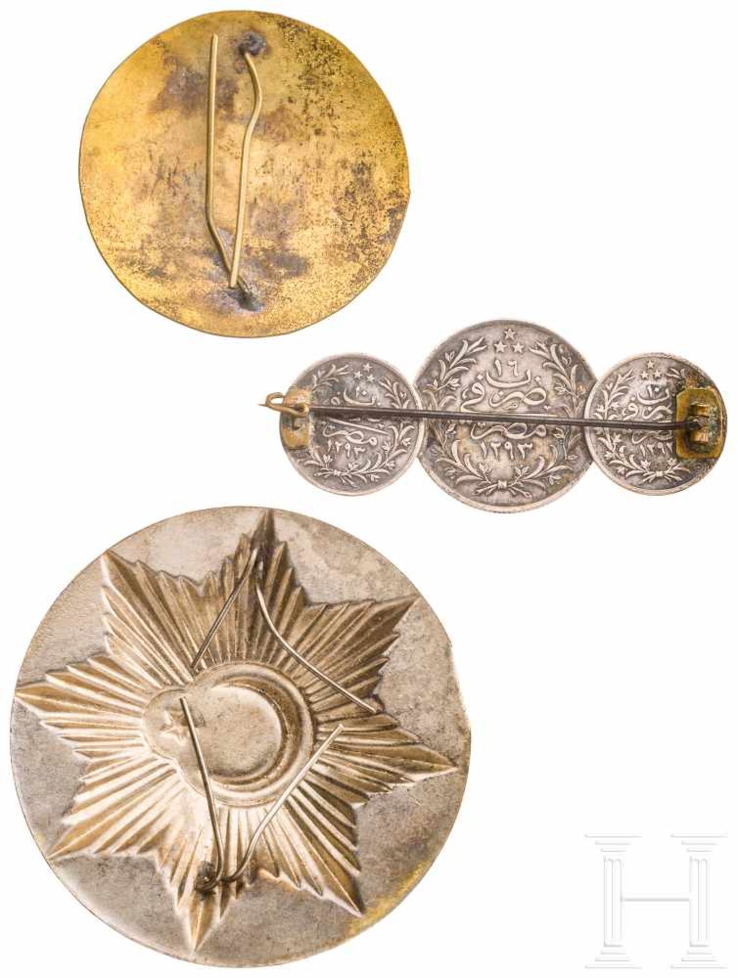 Three silver medals 1875, police and customs badges, TurkeySilber, rs. datiert "1293" (1875), im - Bild 2 aus 2