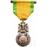 Military medal, France, late 19th centurySilber (Vergoldungsspuren), beidseitig reliefiert,