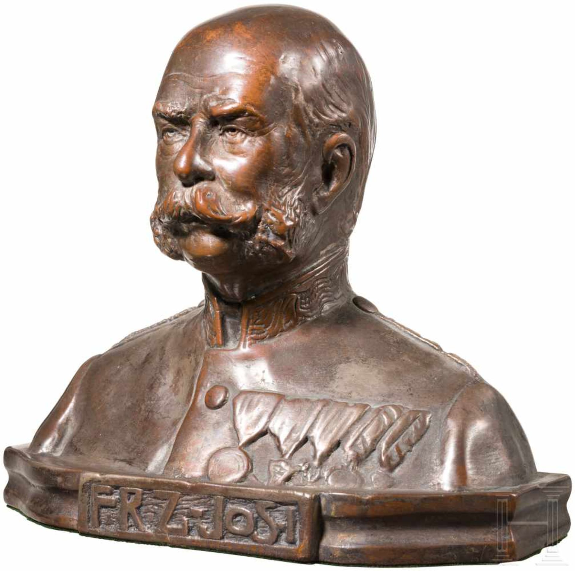 Emperor Franz Josef I. - small bust, Munich, 1910Kupfergalvano. Der greise Kaiser in Uniform mit