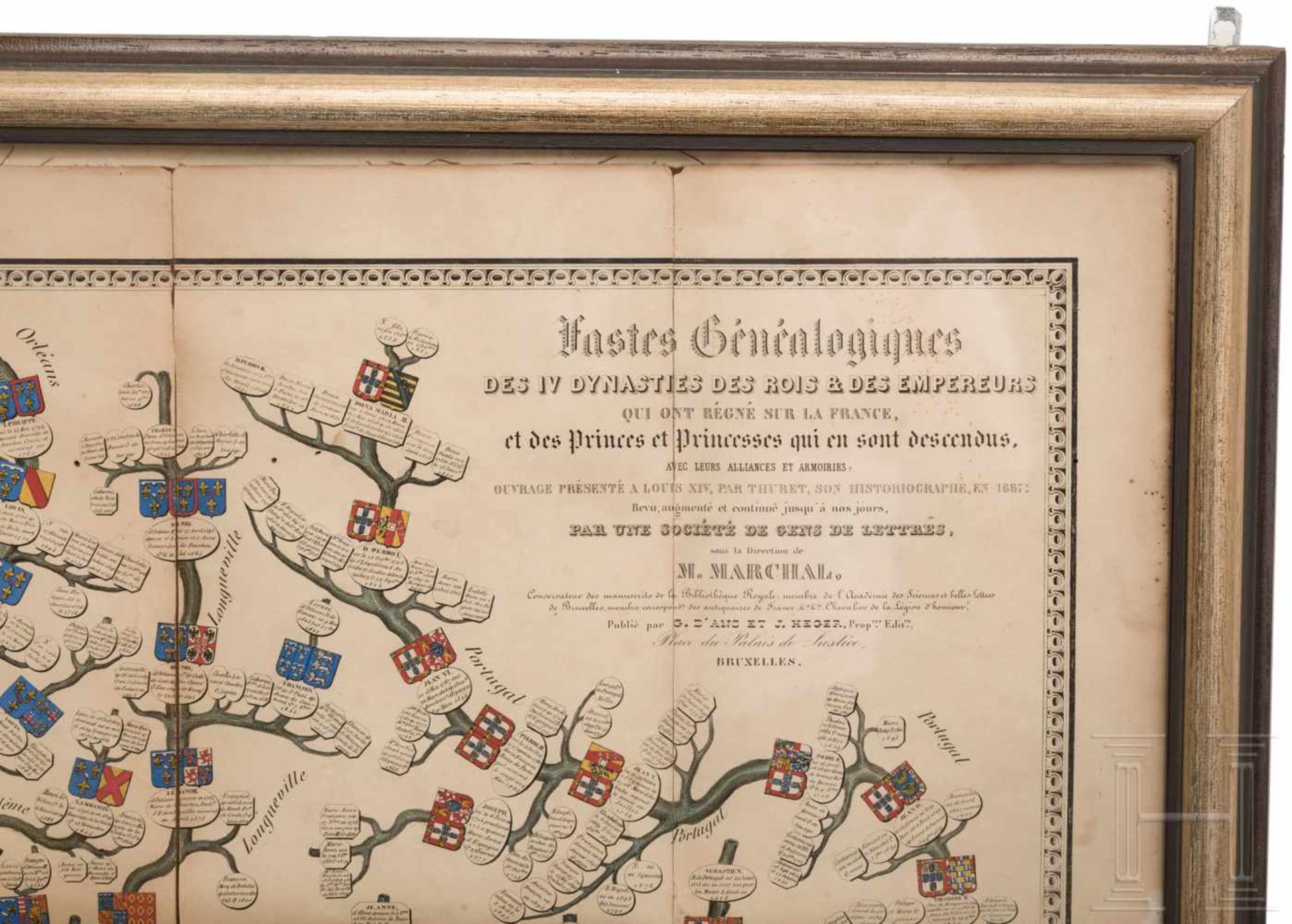 Large family tree of the French kings, mid 19th centuryPapier, farbig lithografiert, in der - Bild 2 aus 3