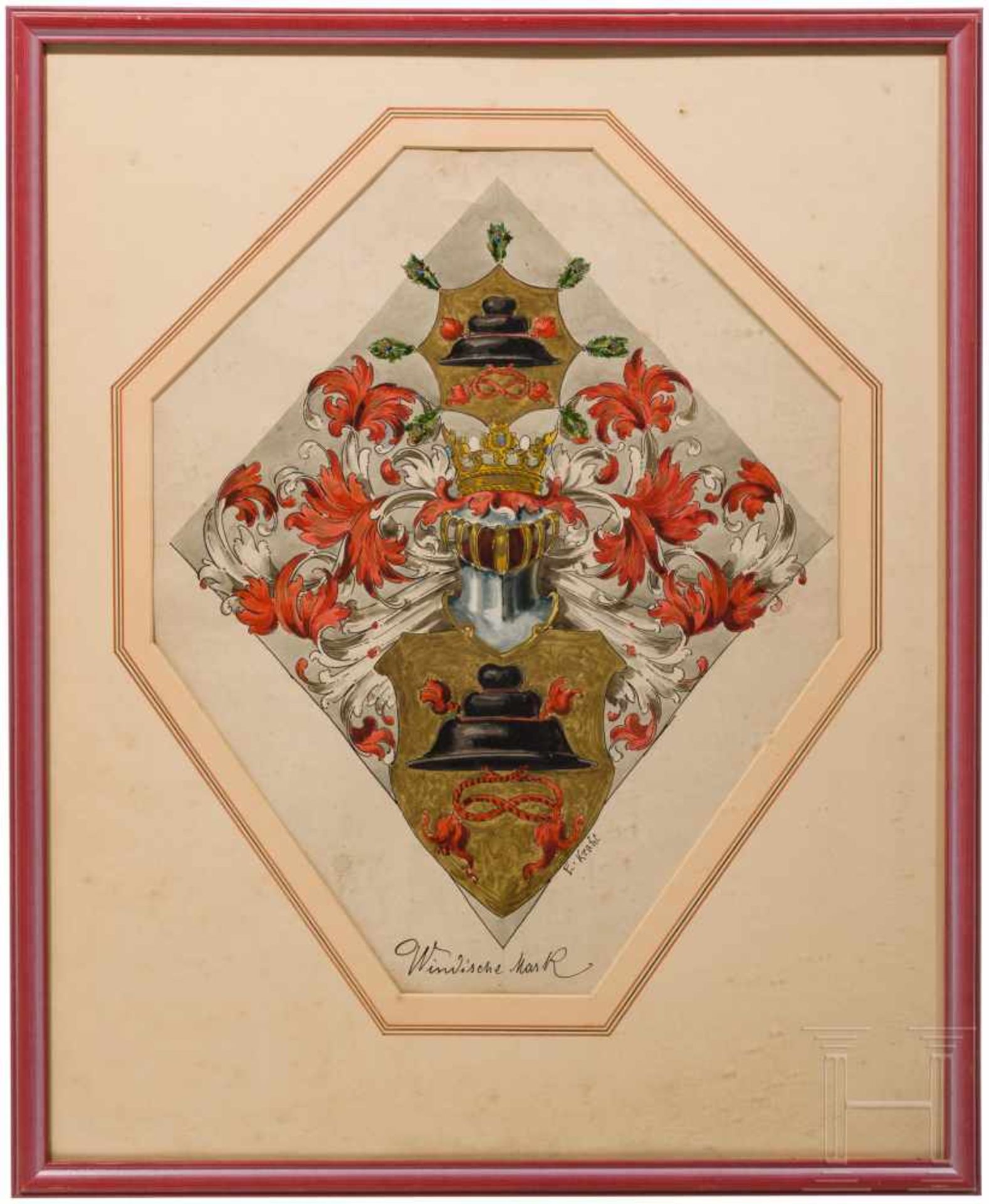 Ernst Krahl (1858 - 1923) - Coat of arms of the Windische MarkAquarell mit Weißhöhung auf Papier.