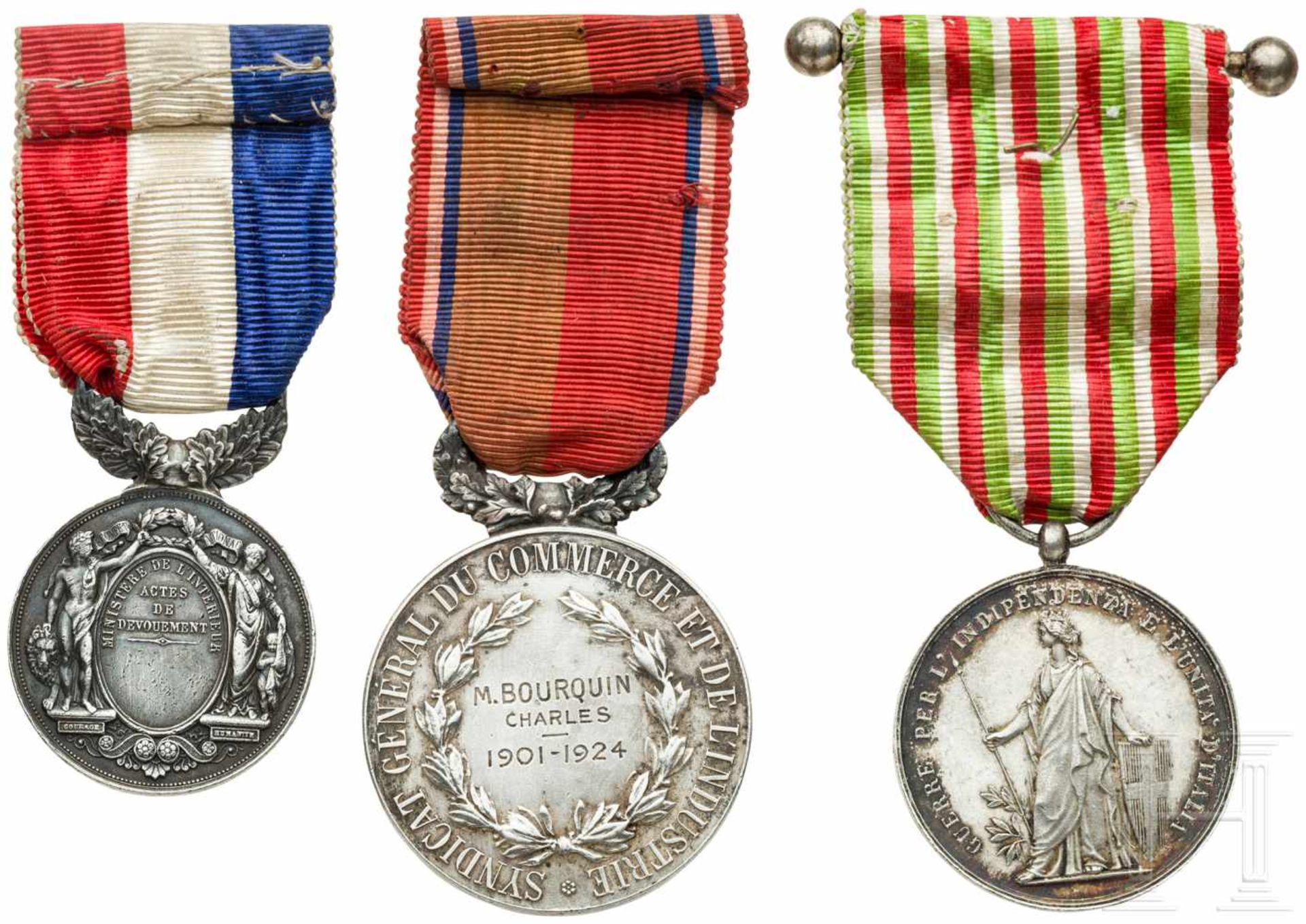 Military medal, France/Italy, late 19th centuryEine Medaille des französischen Innenministers und - Bild 2 aus 2