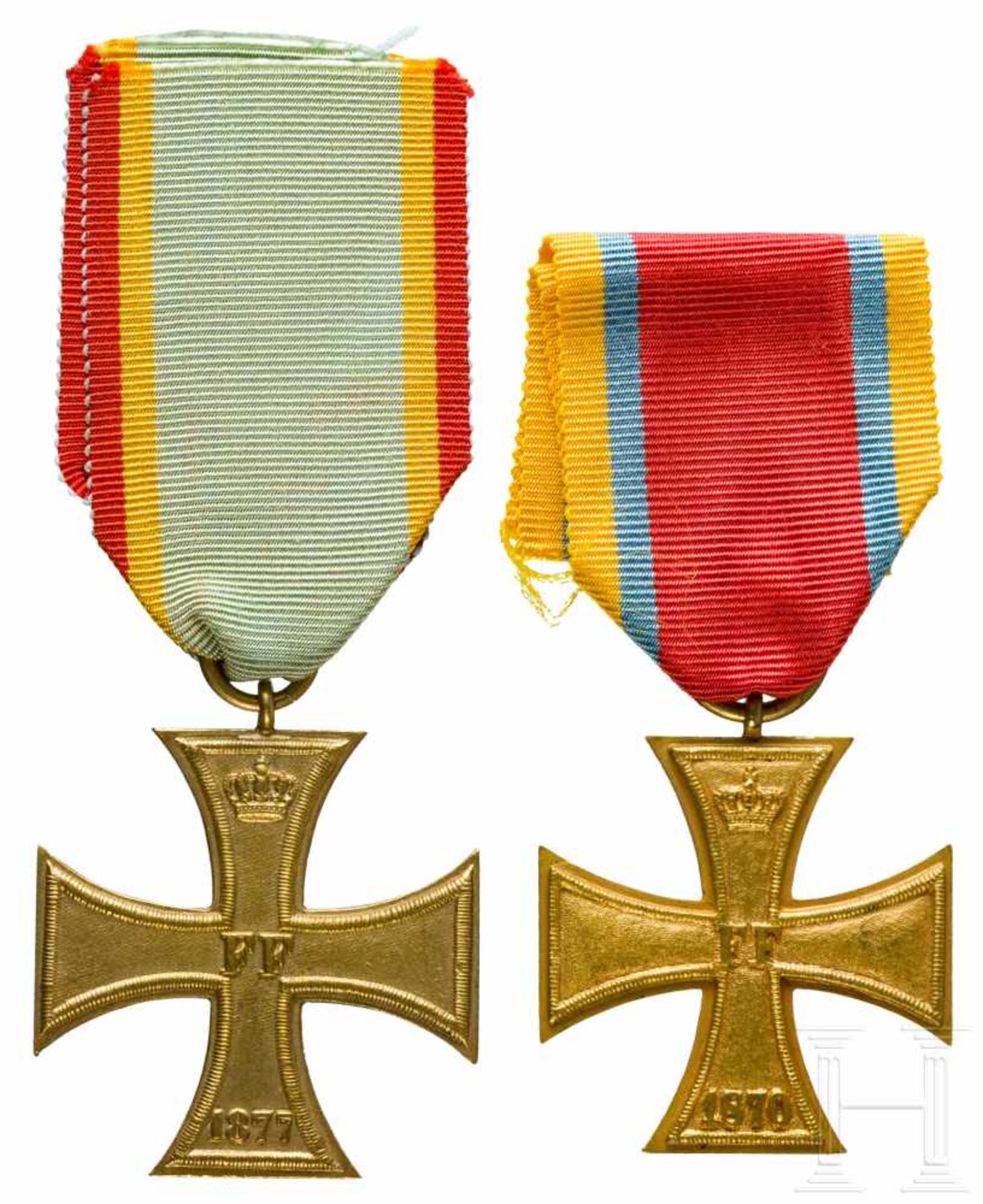 Mecklenburg-Schwerin - two Military Service Crosses 1870 and 1877Jeweils Geschützbronze, Breite