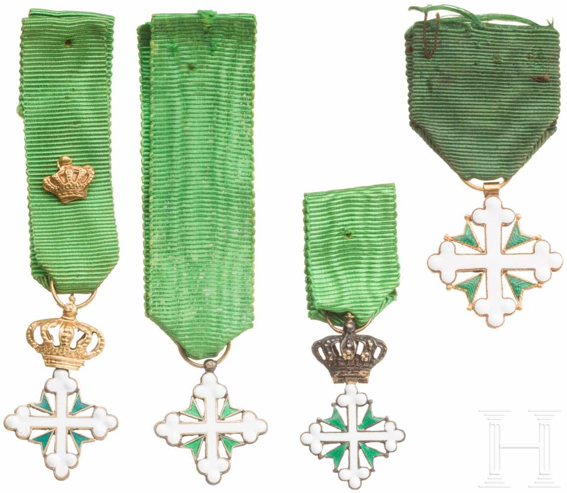 Italy - Order of Saint Mauritius and Saint Lazarus - four small order crosses, 20th centuryWeißes