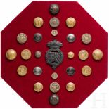 Collection Livrée buttons, France and Belgium, about 1900Unterschiedliche Knöpfe aus Messing, Zink