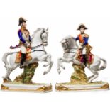 Two French equestrian figures from the Scheibe-Alsbach porcelain manufactory, 20th