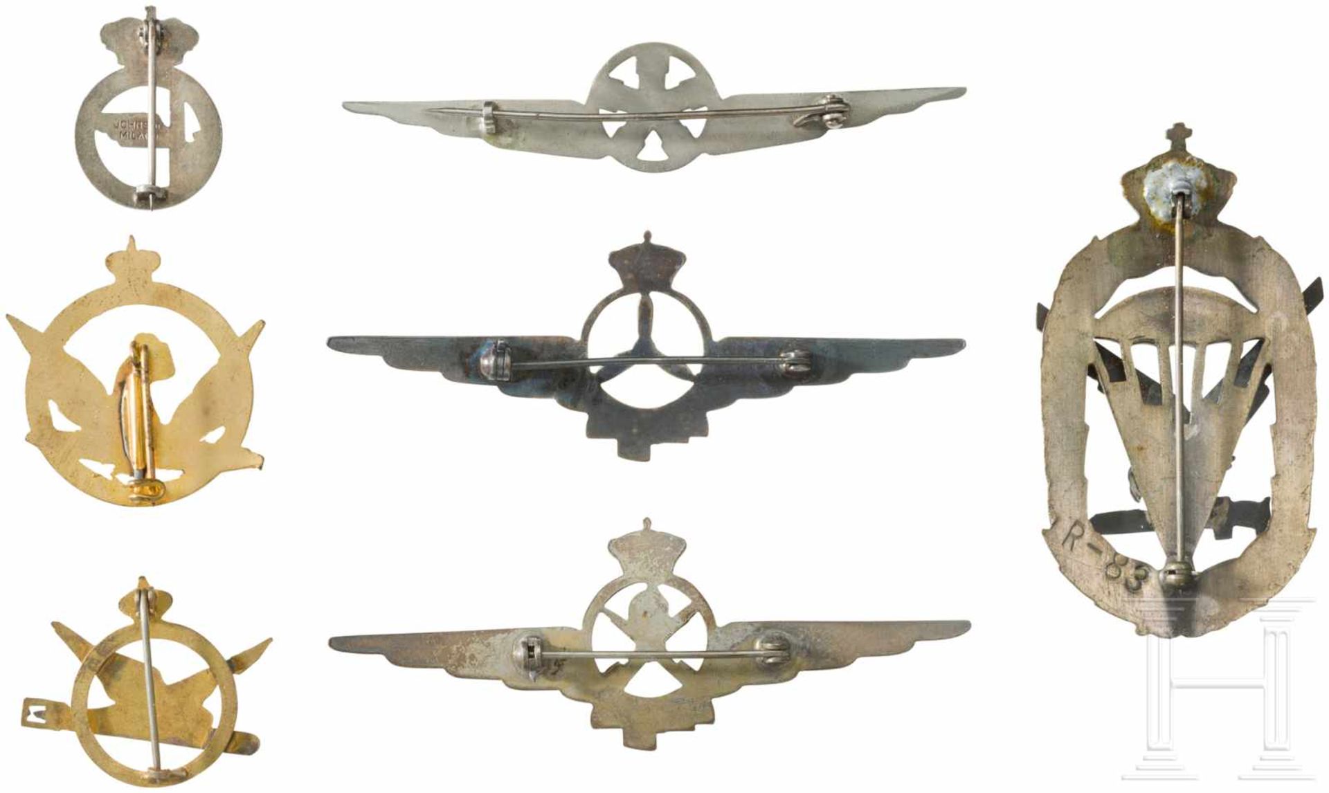 Seven Italian air force badges, 1st half of the 20th centuryBuntmetall oder weißes Metall, teilweise - Bild 2 aus 2
